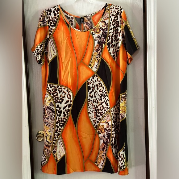 Shein Curve Orange and Black Dress with Animal Print, NWOT’s, Size 2X - Picture 1 of 7